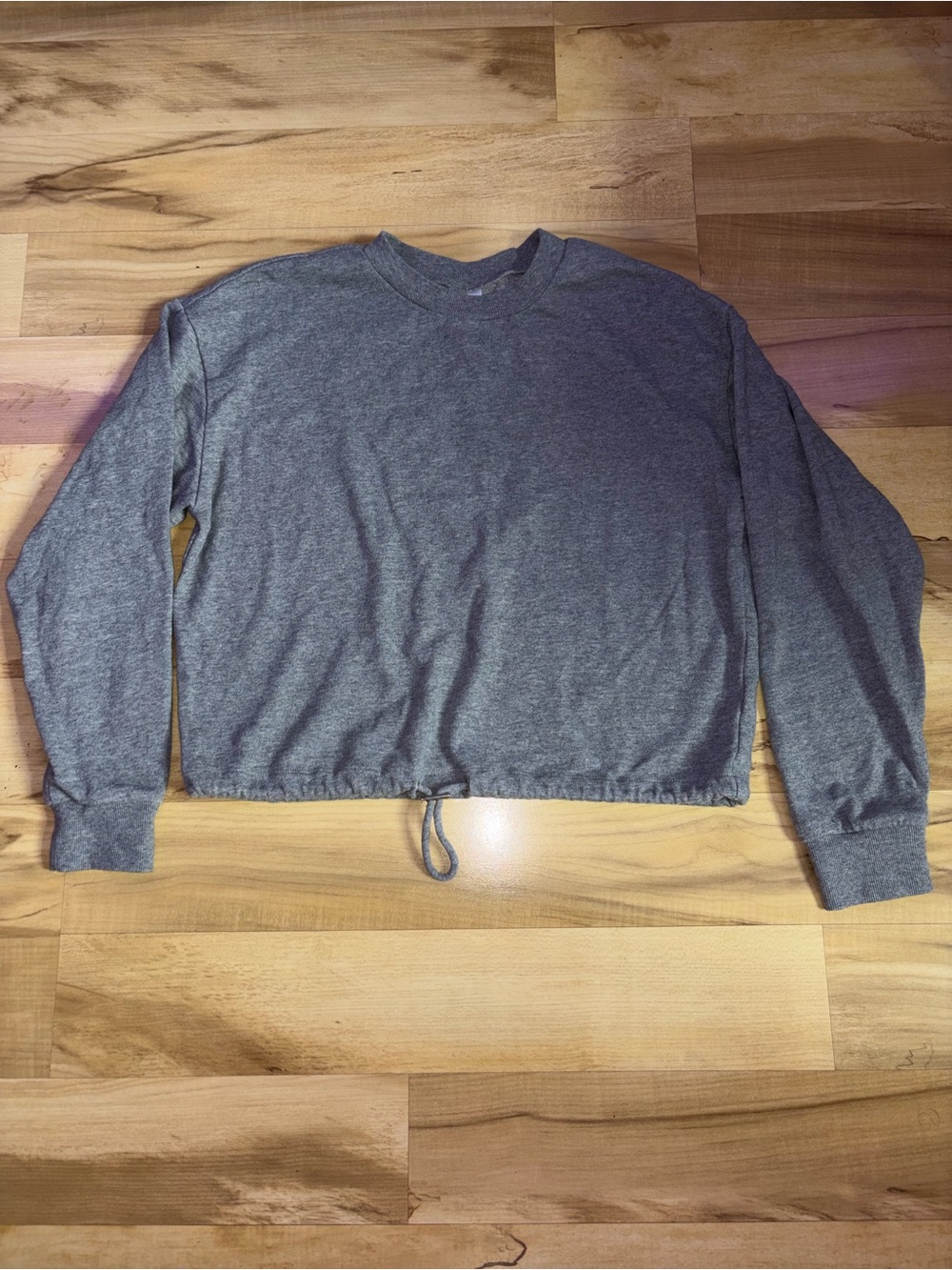 No Boundaries Heather Gray Cropped Drawstring Sweatshirt